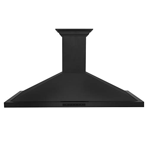 ZLINE 48 in. Convertible Vent Wall Mount Range Hood in Black Stainless Steel with Crown Molding (BSKBNCRN-48)