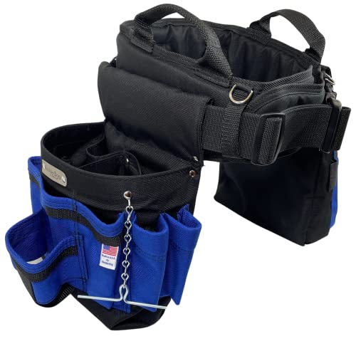BOULDER BAG Ultimate Electrician's MAX Combo with Comfort Back Support Tool Belt, Quick Release Buckle, Heavy Duty Work Belt, Blue (Small 24-27 Inch Waist), Tool Belt Made in USA
