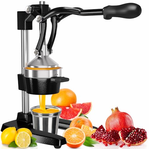 Eurolux Cast Iron Citrus Juicer | Commercial Grade Manual Hand Press | Countertop Squeezer for Fresh Fruit Juice (Bonus Stainless Steel Cup)
