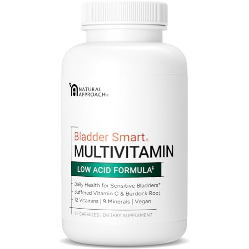 BLADDER SMART Low-Acid Multivitamin for Sensitive Bladders | 12 Vitamins & 9 Minerals | Buffered Vitamin C & Burdock Root | USA Manufactured | 60 Capsules