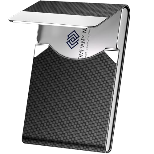 DMFLY Business Card Holder, Metal Business Card Case Pocket, Card Holder for Women & Men, Professional PU Leather Business Card Holders RFID Blocking Name Card Holder Case with Magnetic Clasp
