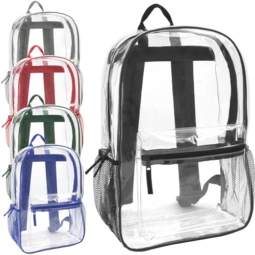Bulk Clear Backpacks Wholesale for School 24 Pack Clear Backpacks for Boys, Girls, School, Stadium, Travel