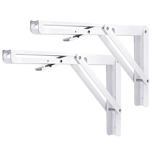 YUMORE Folding Shelf Brackets,Heavy Duty Stainless Steel Collapsible Shelf Bracket for Table Work Bench