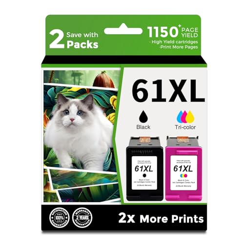 61XL Ink Cartridge Replacement for HP 61 XL(Black Color Combo Pack) for HP61 HP61XL for 4500 5530 4630 2540 4502 2542 4635 5535 4501 3050 2541 3510 2514 3512 1000 1010 1510 Printers