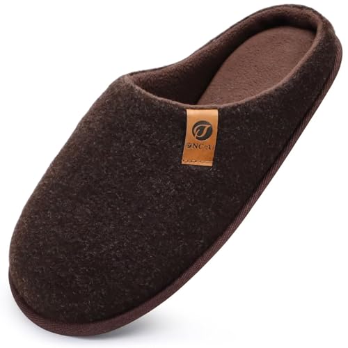ONCAI Men's House Slippers Memory Foam Slip-On Warm Cozy Scuff Home Bedroom Shoes with Indoor/Outdoor Rubber Soles US Size 7-15