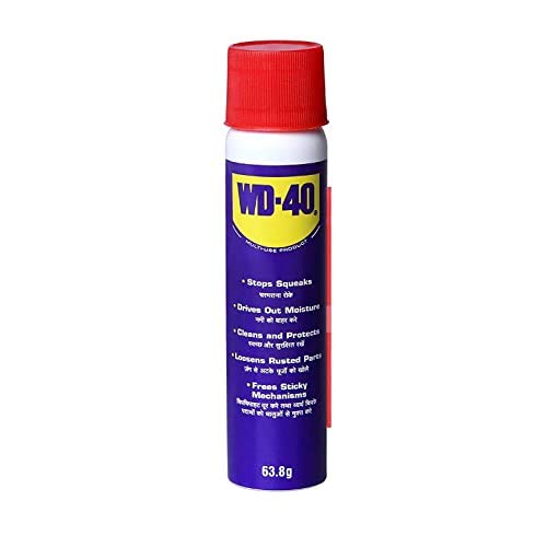 Book Cover Pidilite WD-40, Multipurpose Spray for Home Improvement, Loosens Stuck & Rust Parts, Removes Stain & Sticky Residue, Descaling, Protectant & Cleaning Agent for Household, Work and DIY Purposes, 63.8g