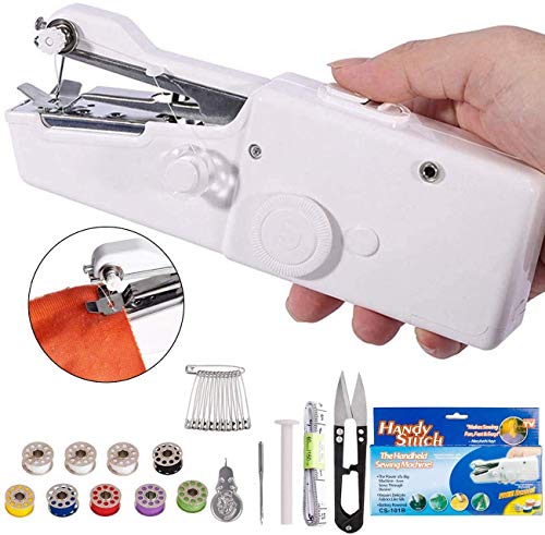 Book Cover ZINXA Sewing Machines for Home Tailoring use, Electric Sewing Machine, Mini Portable Stitching Machine Hand held Manual silai Machine (White)