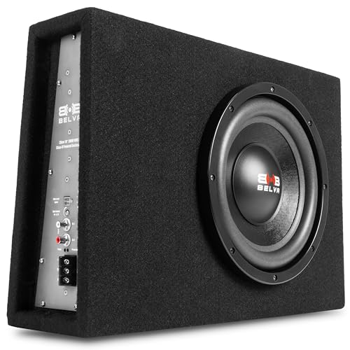 BELVA BPKG Series Car Subwoofer with Ported Enclosure, Monoblock Amplifier, Wiring Kit and Remote Bass Knob