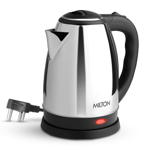 Milton Go Electro 1.2 Stainless Steel Electric Cooking Kettle for Water, 1.2 Litres, 1 Piece, Silver | 1500 Watts | Auto Cut-off | Detachable 360 Degree Connector | Boiler | Power Indicator