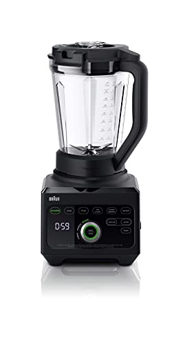 Braun TriForce Power Blender - Powerful 1600 Watt Countertop Blender with 10 Manual Speeds, 3 Texture & 6 Food Settings, Stainless Steel Blades, Auto-Clean, Heated Blending Function for Soups