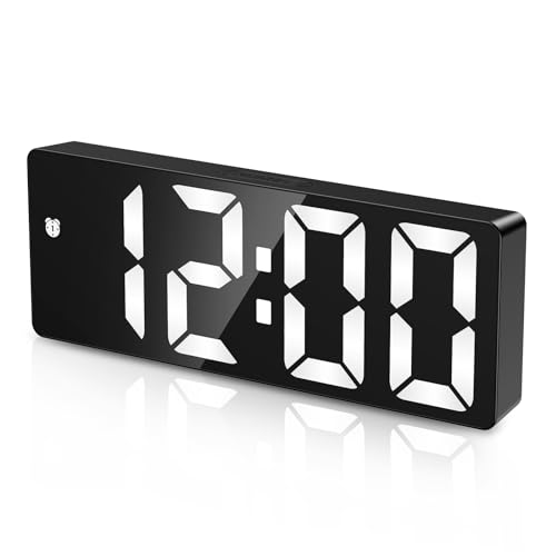 Criacr Digitaler Wecker, Wecker Digital mit Snooze, Datum, 12/24HR, DST Funktion, 4 Helligkeit Regelbar Digital Uhr, Typ-C Netzbetrieben, Tischuhr Digital für Schlafzimmer, Büro