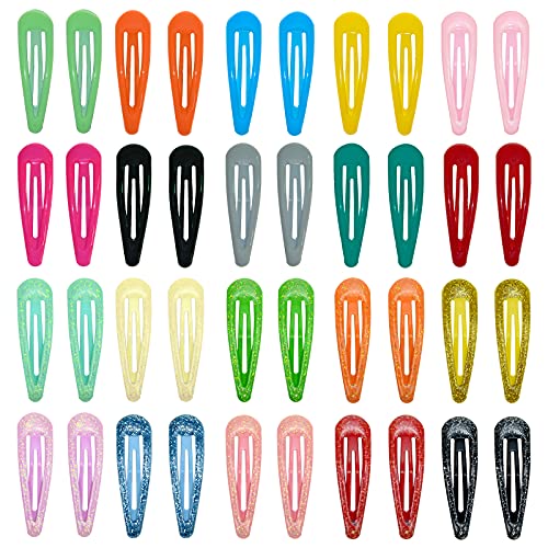 40 Counts Colorful Metal Snap Hair Clips 2 Inch Barrettes for Women Accessories