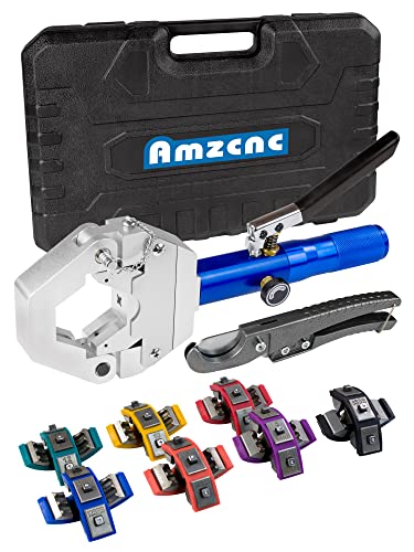 AMZCNC 71500 Hydraulic A/C Hose Crimper Kit - Handheld Crimping Tool Set with Snap-On Dies for Air Conditioning Hose Repair