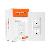 Amazon Basics Smart In-Wall Outlet, Works with Alexa Only, Individually Controlled Outlets, Voice Control, WiFi, 15 Amps, 2.4 GHz, No Hub Required, White