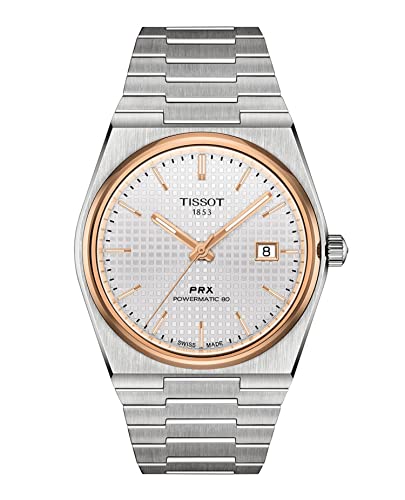 Tissot PRX Powermatic 80, Swiss Automatic Watch for Men, Stainless Steel Case, Silver Dial (T1374072103100)