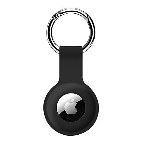 COLORCORAL AirTag Holder Case- Silicone Case for AirTag Keyring for Keys, Bags, Luggage, Pet Collars - Anti-Lost and Scratch-Resistant Design for Apple Air Tags 2021(Black)