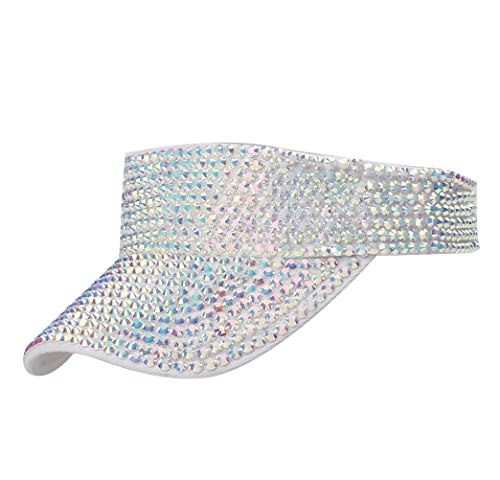 Gudessly Shiny Rhinestones Sport Sun Visor Adjustable Summer Cap Visor Caps for Women Men