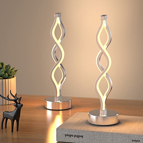 NUÜR Infinity Spiral LED Table Lamp Black, Dimmable Metallic Beside Lamp with Touch Controller, 3 Colour Temperature, 15.8 Inch Height, Decorative Lamp for Home, Living Room