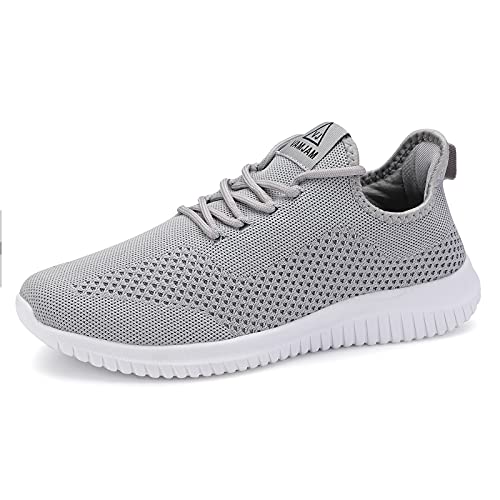 VAMJAM Men's Running Shoes Ultra Lightweight Breathable Walking Shoes Non Slip Athletic Fashion Sneakers Mesh Workout Casual Sports Shoes Light Grey Size 7
