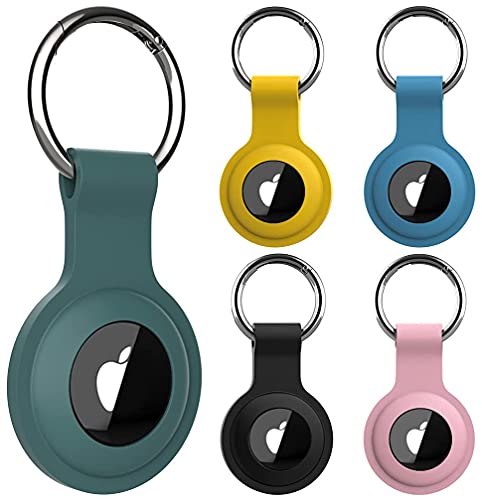 [5-Pack] AirTag Holder - Silicone Case for AirTag Keyring for Keys, Bags, Luggage, Pet Collars - Anti-Lost and Scratch-Resistant Design for Apple Air Tags 2021