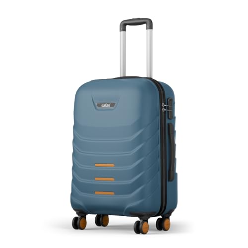 Safari Crescent 8 Wheels Trolley Bag Hard Case Polycarbonate 360 Degree Wheeling System Luggage Suitcase for Travel, Ink Blue, Medium (66cm), Luggage