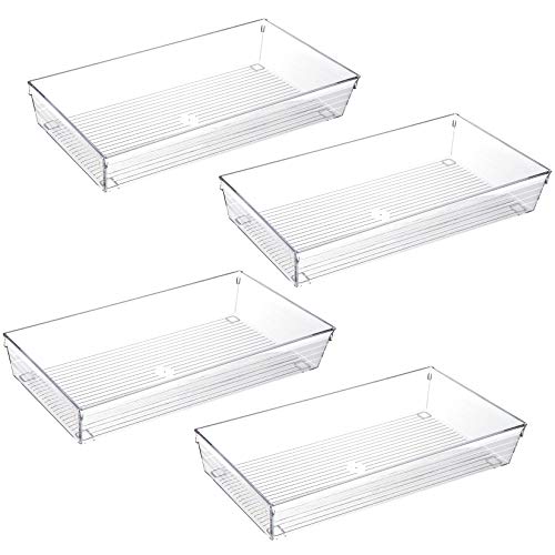 Backerysupply Clear Plastic Drawer Organizer Tray for Vanity Cabinet