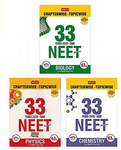 Combination of MTG 33 Years solved papers for NEET (Bundle of 3 Books) Physics, Chemistry, Biology