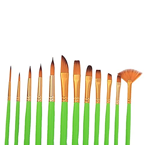 Asha Craft Painting Brushes Set of 12 Professional Round Pointed Tip Nylon Hair Artist Acrylic Paint Brush for Acrylic/Watercolor/Oil Painting (Color _ Black)…