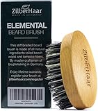ZilberHaar - Elemental Beard Brush for Men and Mustache Brush - Stiff Natural Bristles and Beech wood - 100% Animal free - Made in Germany - 3 inches long