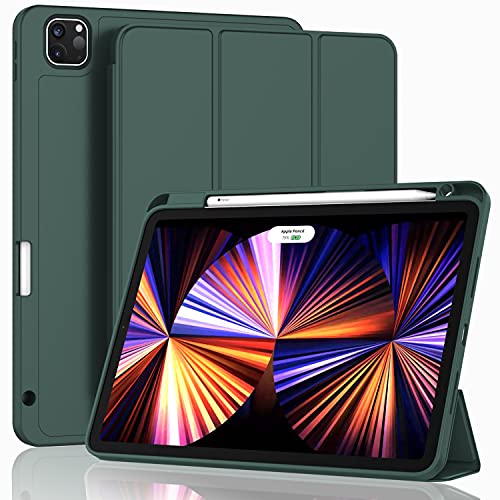 Book Cover ZryXal New iPad Pro 11 Inch Case 2021(3rd Gen)/2020(2nd Gen) with Pencil Holder,Smart iPad Case [Support Touch ID and Auto Wake/Sleep] with Auto 2nd Gen Pencil Charging (New Midnight Green)
