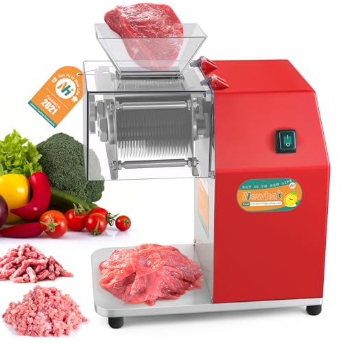 Newhai 850W Meat Cutter Machine, Commercial Meat Cutting Machine 7mm Heavy Duty, Stainless Steel Meat Slicer Shredder Restaurant, for Boneless Meat Soft Vegetables