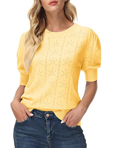GRACE KARIN Womens Lightweight Thin Summer Pullover Sweater Cute Puff Short Sleeve Tops Pullover Shirt Knit Blouse
