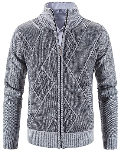 VtuAOL Men's Cardigan Sweaters Casual Full Zip Sweaters Knitted Cardigan with Pockets