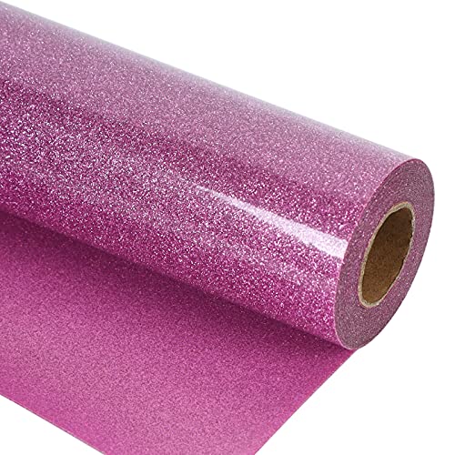 guangyintong Glitter Purple Pink Heat Transfer Vinyl HTV Rolls, 12" x 8ft Iron on Vinyl for T-Shirts Glitter Purple Pink HTV Vinyl for All Cutter Machines Easy to Cut & Weed for Heat Vinyl Design