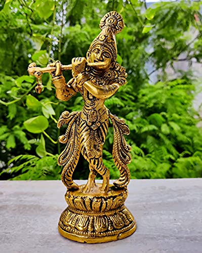 WC_Lord Krishna with bansuri Janmashtami Krishna Statue Figurine with murli Bansi-Hindu God of Love and Divine Joy-Murlidhar Kishna Idol for Indian Religious Festival– Home Decor Item