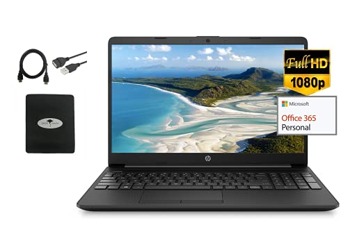 HP 2021 15.6" FHD 1080P IPS Anti-Glare Laptop, Intel Processor N4020, 8GB DDR4 RAM, 256GB SSD, 1-Year Office 365, Online Meeting Ready, Ethernet, WiFi, Fast Charge, Win10 S, w/GM Accessories