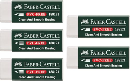 FABER-CASTELL 205002 - Radierer 188121, PVC-Free, Kunststoff, weiß, 5 Stück