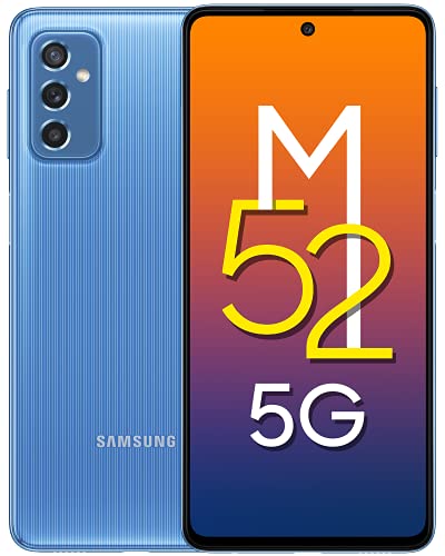 Book Cover Samsung Galaxy M52 5G (ICY Blue, 8GB RAM, 128GB Storage) Latest Snapdragon 778G 5G | sAMOLED 120Hz Display