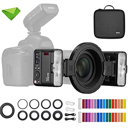 Godox MF12 MF12-K2 Macro Flash Off-Camera TTL Flash Speedlite 12W, 2.4G Wireless Control,TTL/M Mode,Built-in 3.7V/6.29W Lithium Battery, Compatible with Nikon, Sony, Canon, Fuji, Olympus and Panasonic