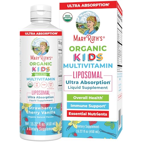 MaryRuth Organics Kids Multivitamin Liposomal | Vegan, Sugar-Free Vitamins for Kids | Ages 4+ | 2 Month Supply | 15.22 Fl Oz
