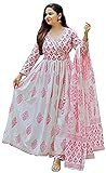Meera Fab Women's Cotton Printed Kurta With Palazzo & Dupatta Set Large PINK