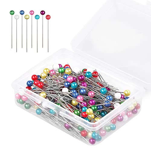 Straight Pins, Durable Stainless Steel Dressmaker Pins, Straight Pins Sewing with Plastic Boxes, Fine Satin Pins, Flat Head Pins for Jewelry Making, Sewing Crafts