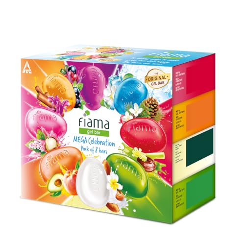 MCSYPOAL Fiama Gel Bathing Bar Mega Celebration Pack, With 8 Unique Gel Bars & Skin Conditioners For Moisturized Skin, 125g Soap (Pack Of 8)