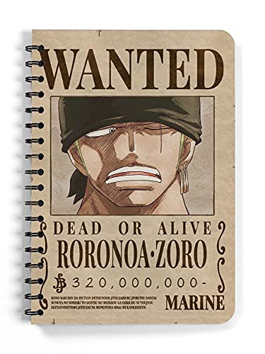 One Piece Anime Wanted Zoro Notebook