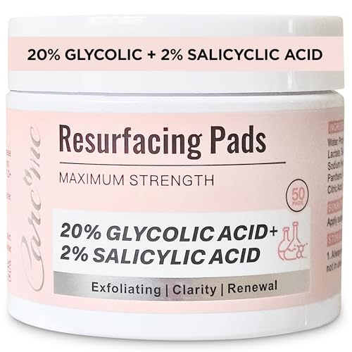Glycolic Acid 20% & Salicylic Acid 2% Exfoliating Pads (50 Count) – AHA BHA Peel Wipes for Facial Cleansing, Resurfacing, Brightening, Blemish Control, Revealing Clear, Radiant, Youthful Skin