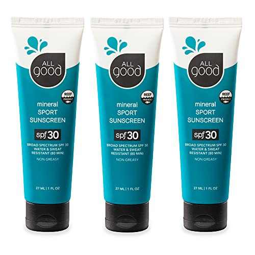 All Good Sport Sunscreen Lotion - Zinc Oxide - Coral Reef Safe - Water Resistant - UVA/UVB Broad Spectrum - SPF 30