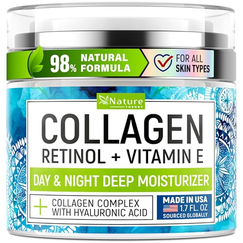Collagen Cream for Face with Retinol - Anti Aging & Wrinkle Face Moisturizer - Day-Night Facial Moisturizer for Skin Firming & Tightening - Hyaluronic Acid & Vitamin E Care for Women & Men - 1.7oz