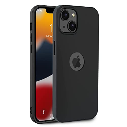 Book Cover Egotude Soft Slim Flexible Silicone Back Cover Case for iPhone 13 (Matte Black, TPU)