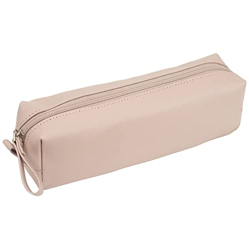 Spillbox Leather Multipurpose Square Pouch Bag with Zipper (Baby Pink)