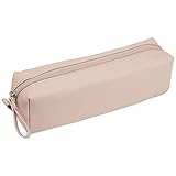 Spillbox Leather Pencil Multipurpose Square Pouch Bag with Zipper, Pink, Travel Accessories